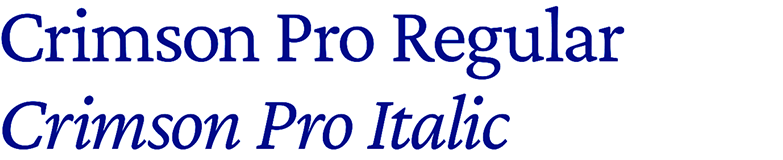 Crimson Pro Regular and Italic font examples
